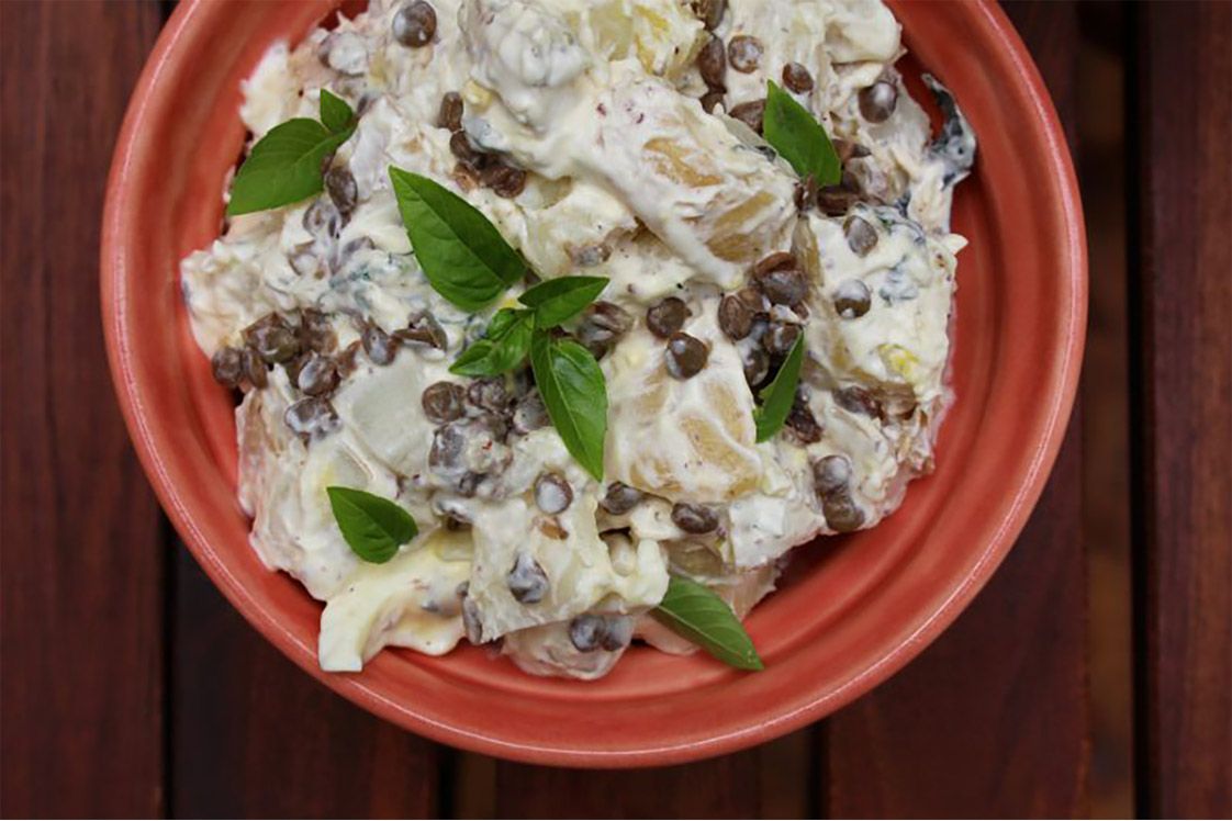 Creamy Potato Salad with Lentils & Basil